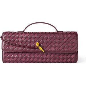 Woven Purse for Women Wine Woven Leather & Suede